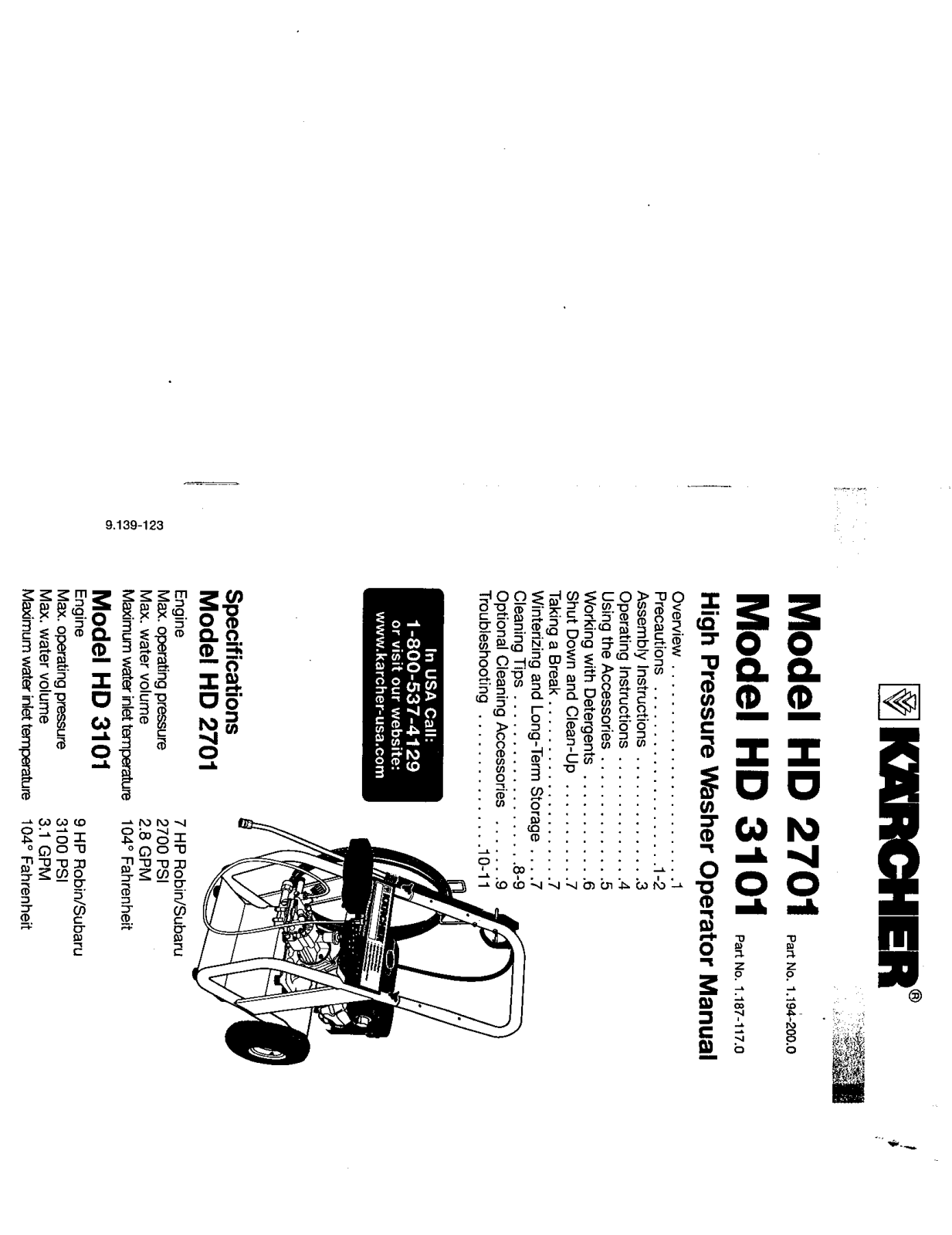 Karcher HD 3101 DR Manual