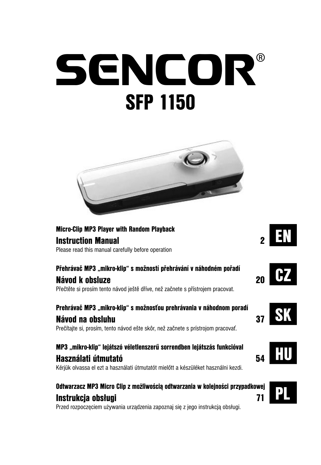 Sencor SFP 1150 B User Manual