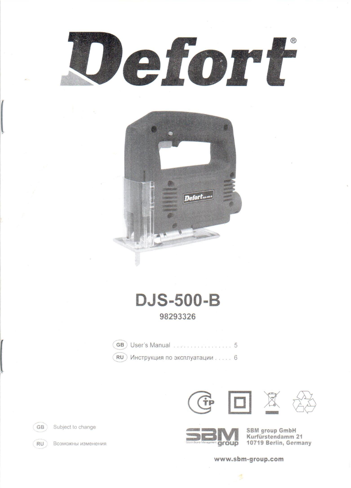 Defort DJS-500-B User Manual