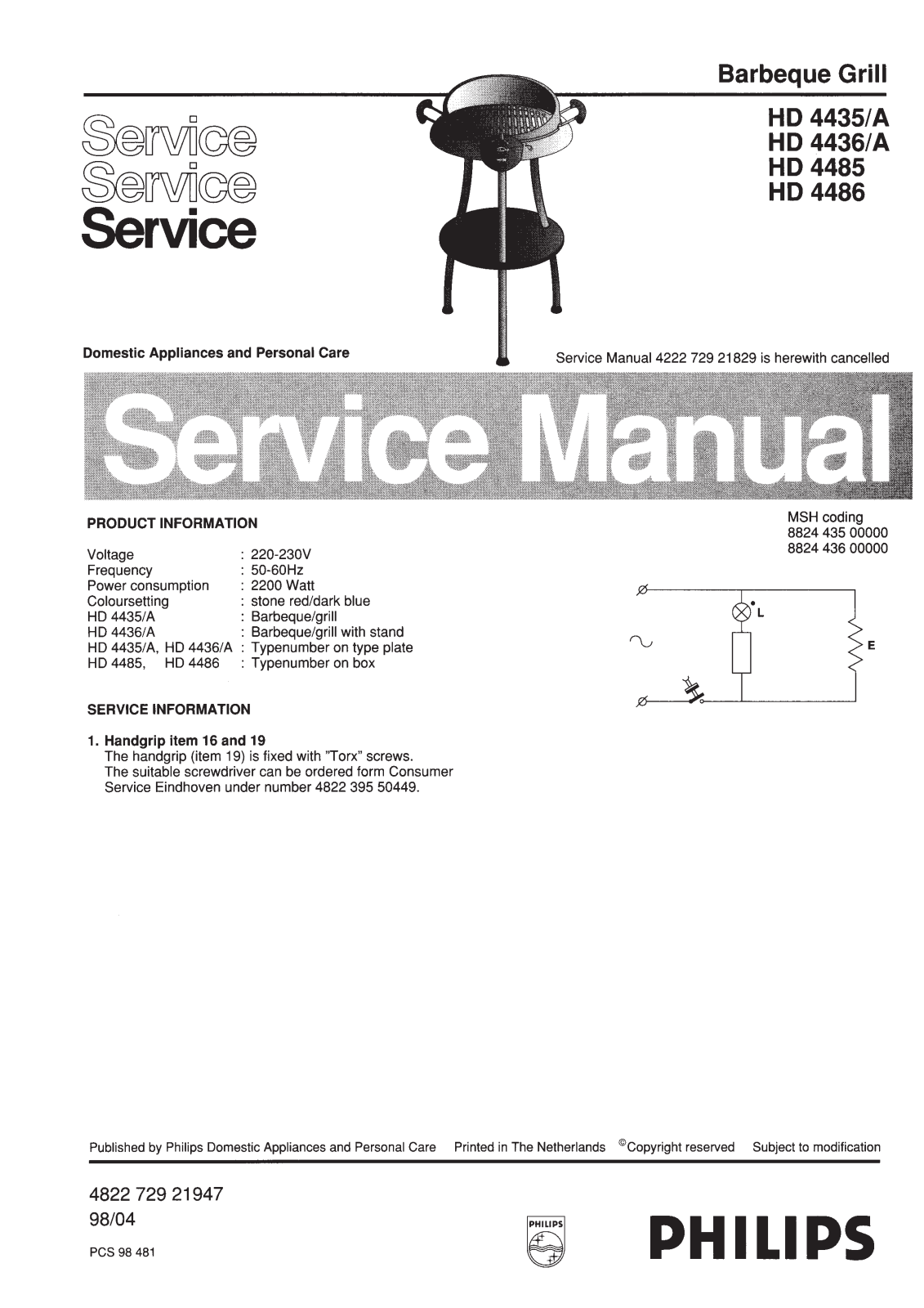 Philips HD4435A Service Manual