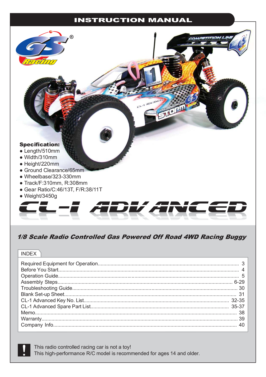 GS Racing Storm  CL-1 Advanced User guide - ManualMachine.com