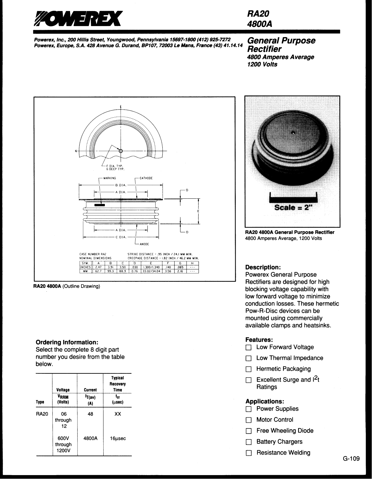 Powerex RA20 4800A Data Sheet