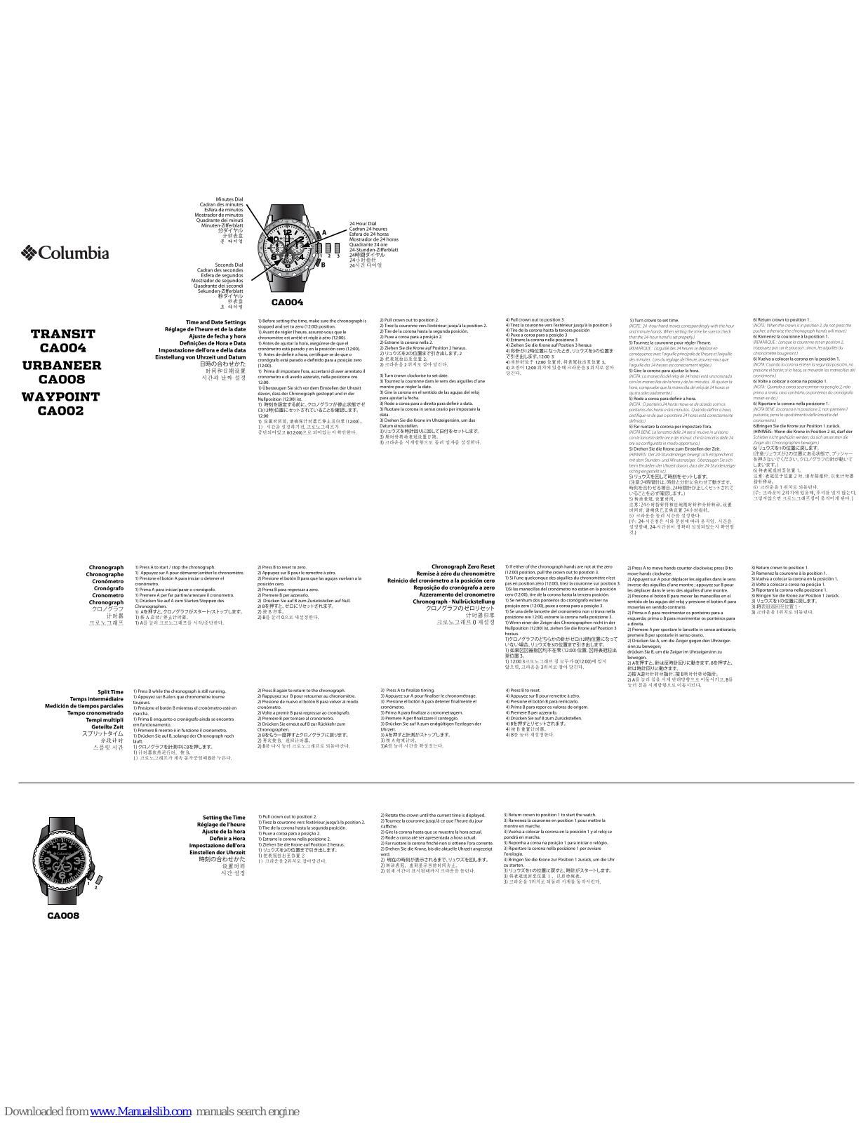 Columbia CA004005, CA004045, CA004055, CA008001, CA008030 User Manual