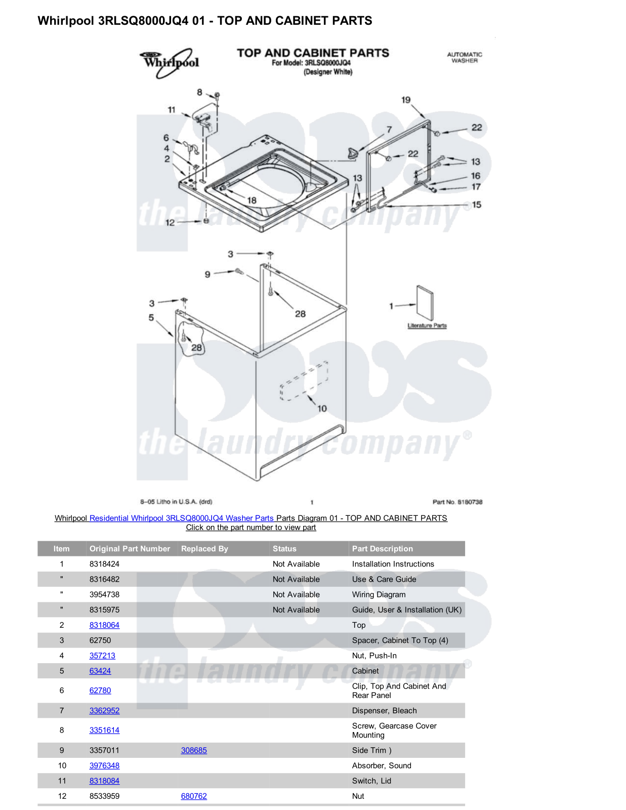 Whirlpool 3RLSQ8000JQ4 Parts Diagram