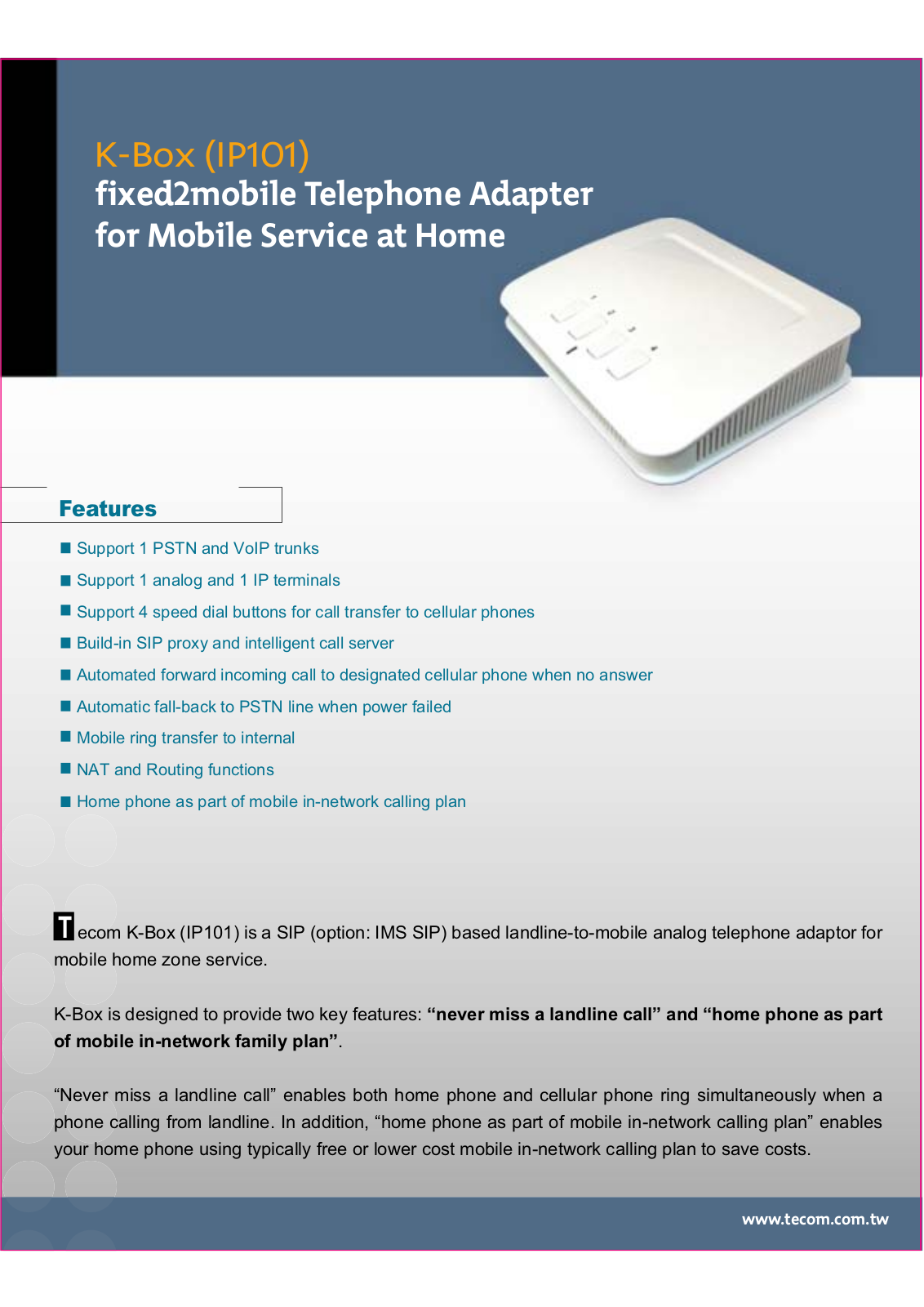 Tecom IP101 User Manual