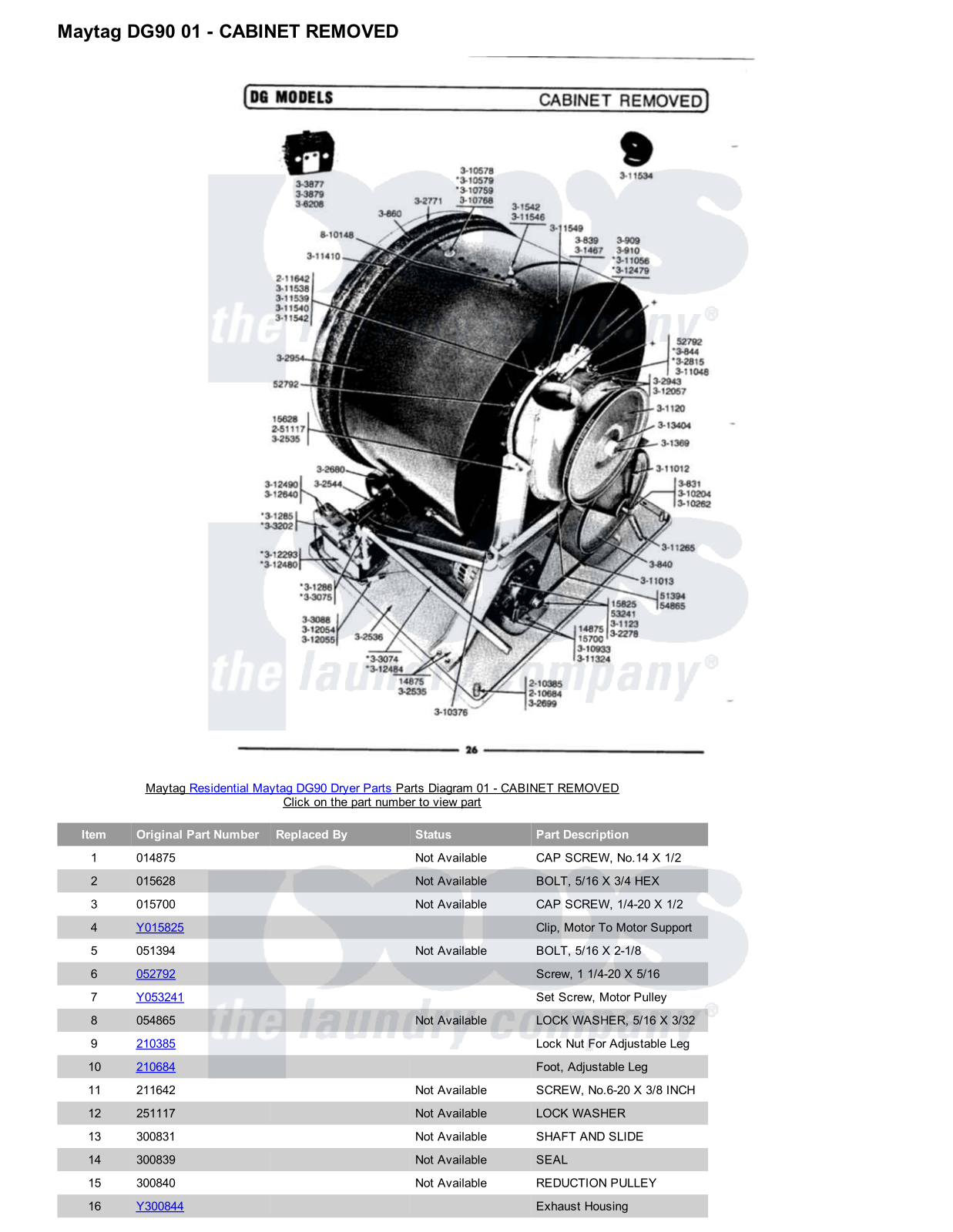 Maytag DG90 Parts Diagram