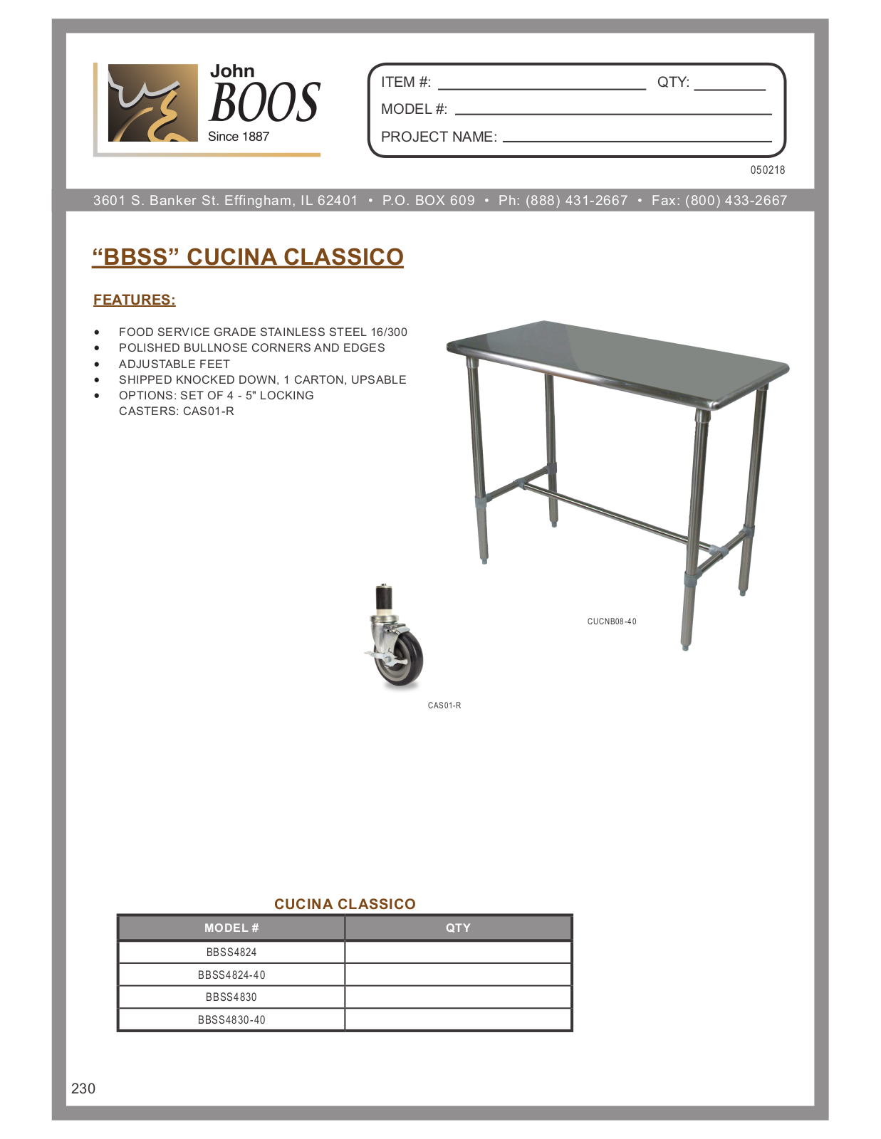John Boos JB1395 Specifications - ManualMachine.com