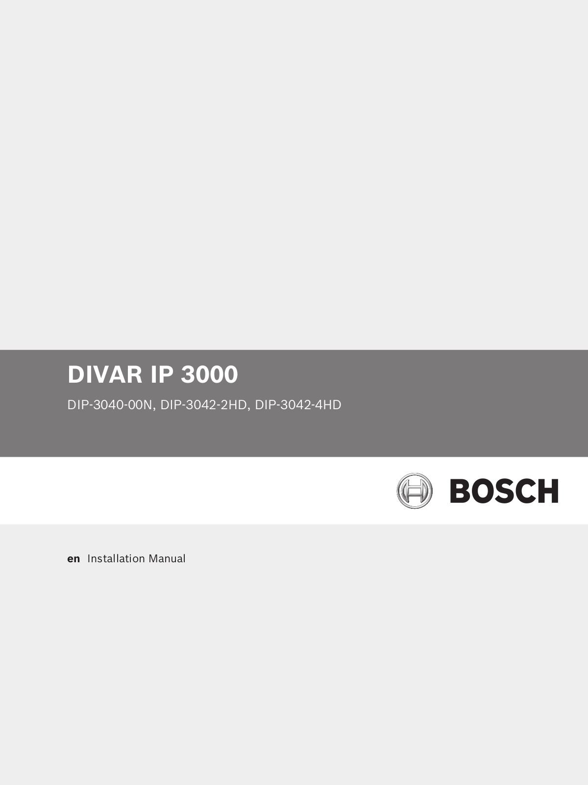 Bosch DIP-3040-00N Installation Manual