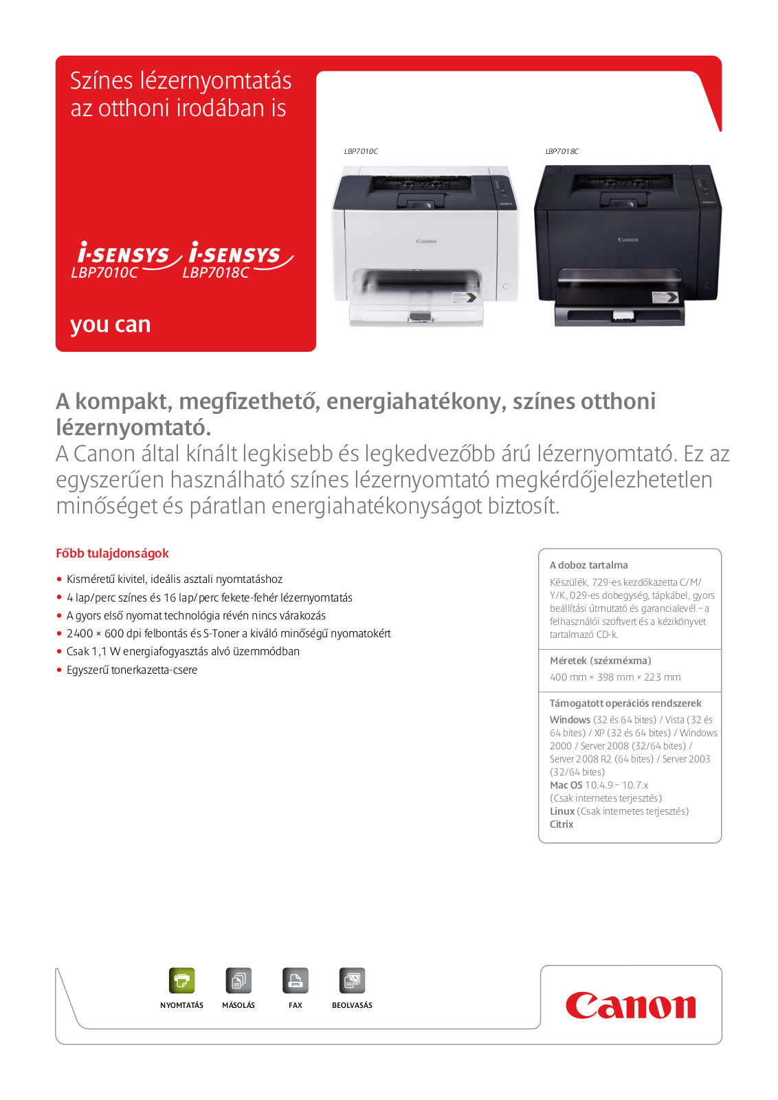 Canon I-SENSYS LBP7010C, I-SENSYS LBP7018C BROCHURE