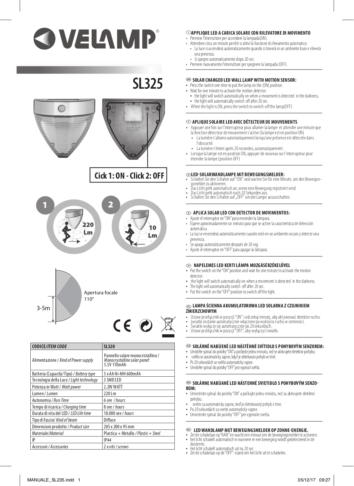 Velamp SL235 User Manual