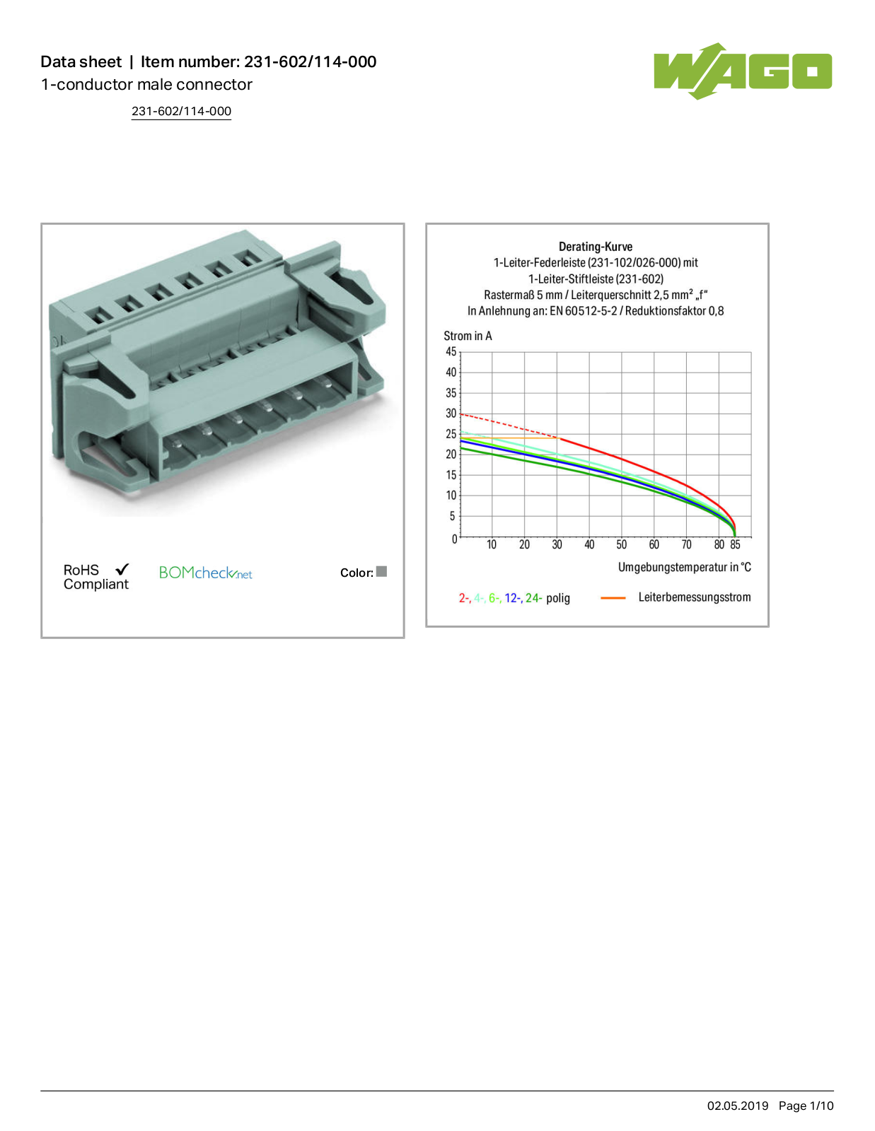 Wago 231-602/114-000 Data Sheet