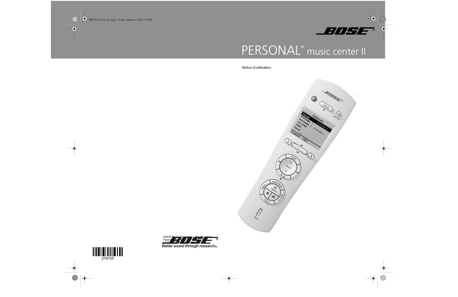 BOSE PERSONAL MUSIC CENTER II User Manual