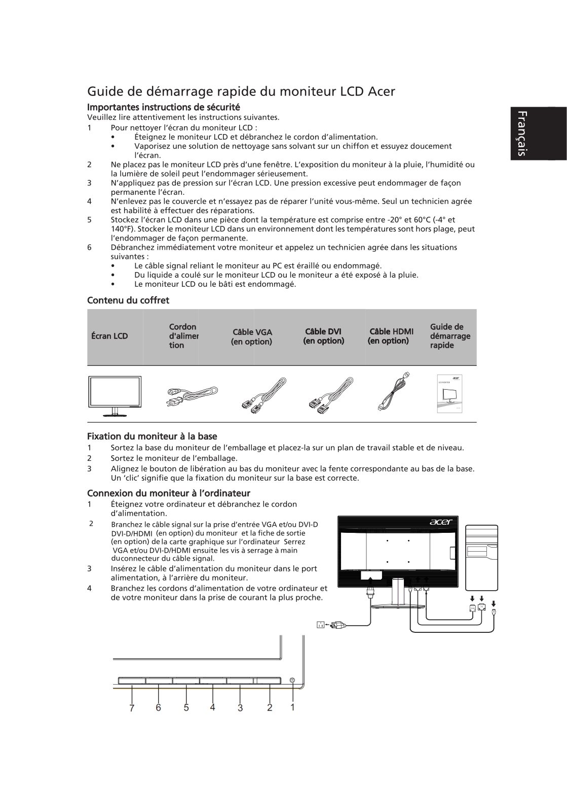 Acer KA240HQ QUICK START GUIDE