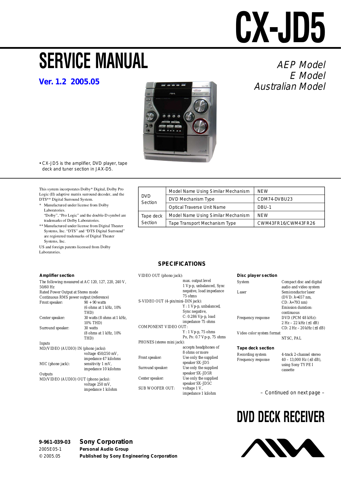 Aiwa CX-JD5 User Manual