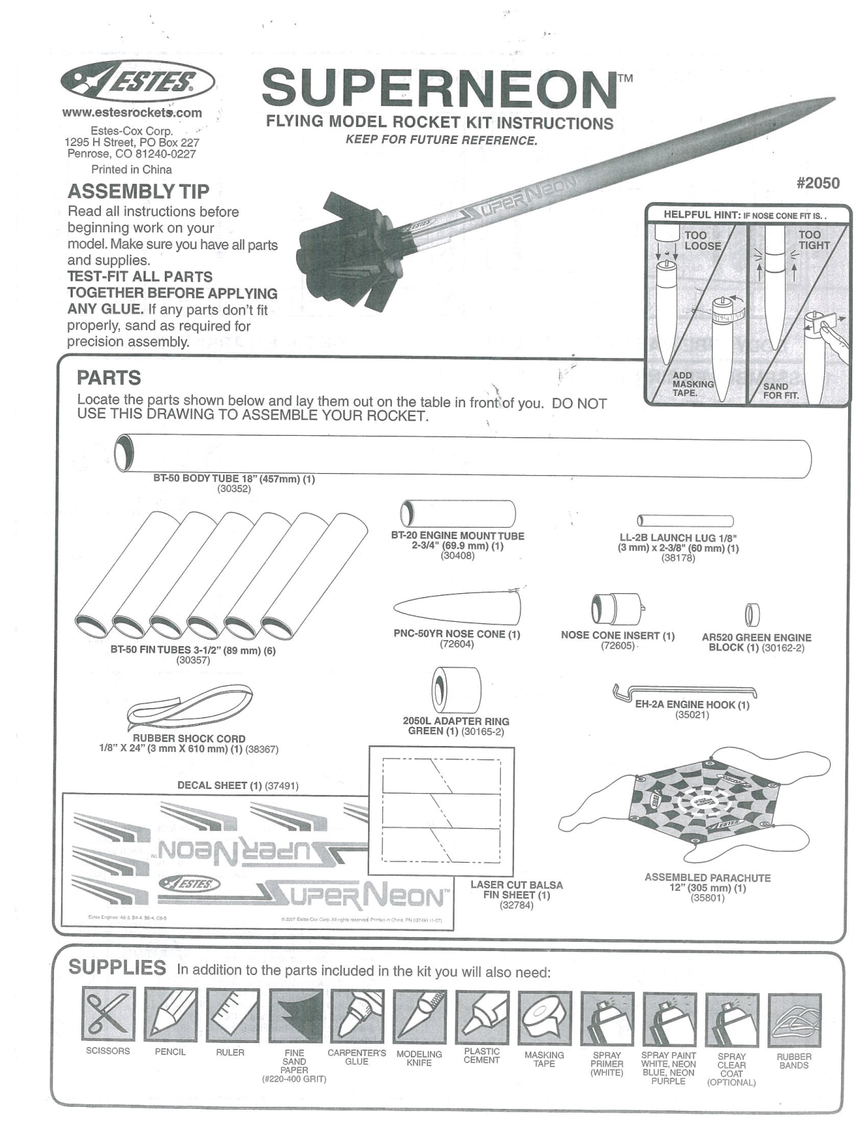 ESTES Super Neon User Manual