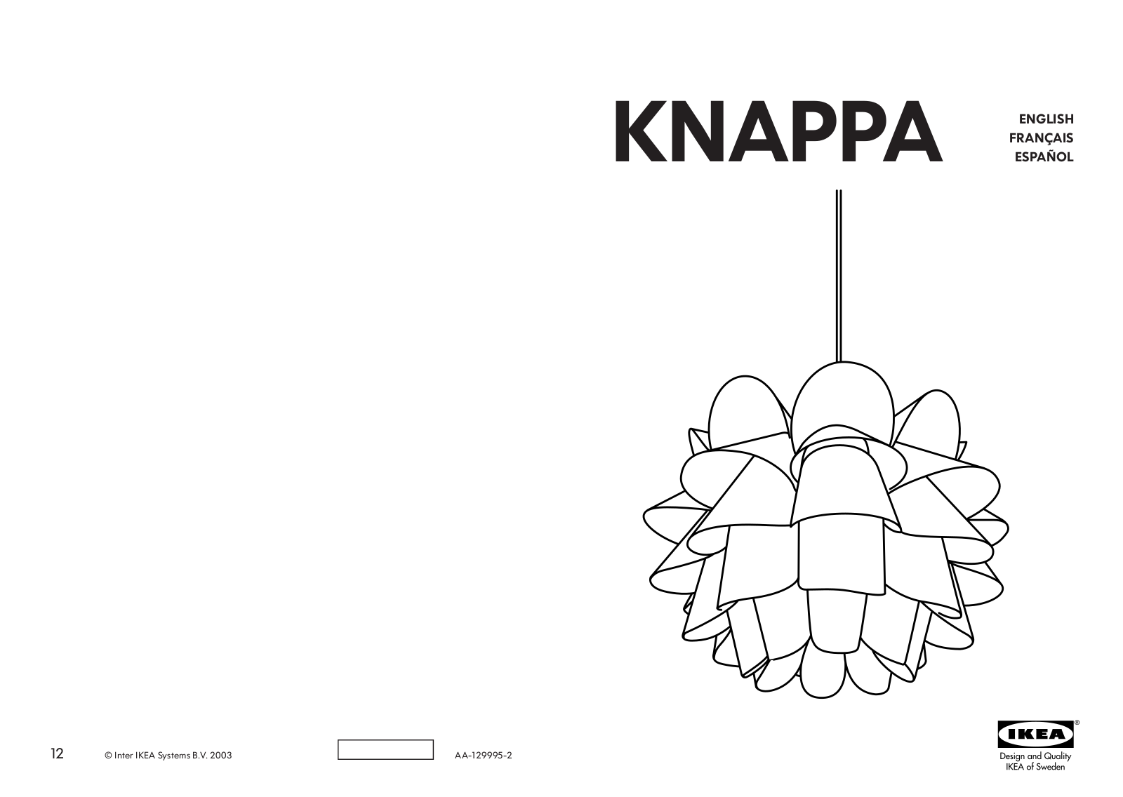 IKEA KNAPPA PENDANT LAMP User Manual