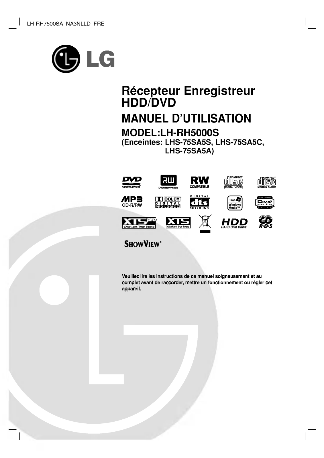LG LH-RH7500SA User manual