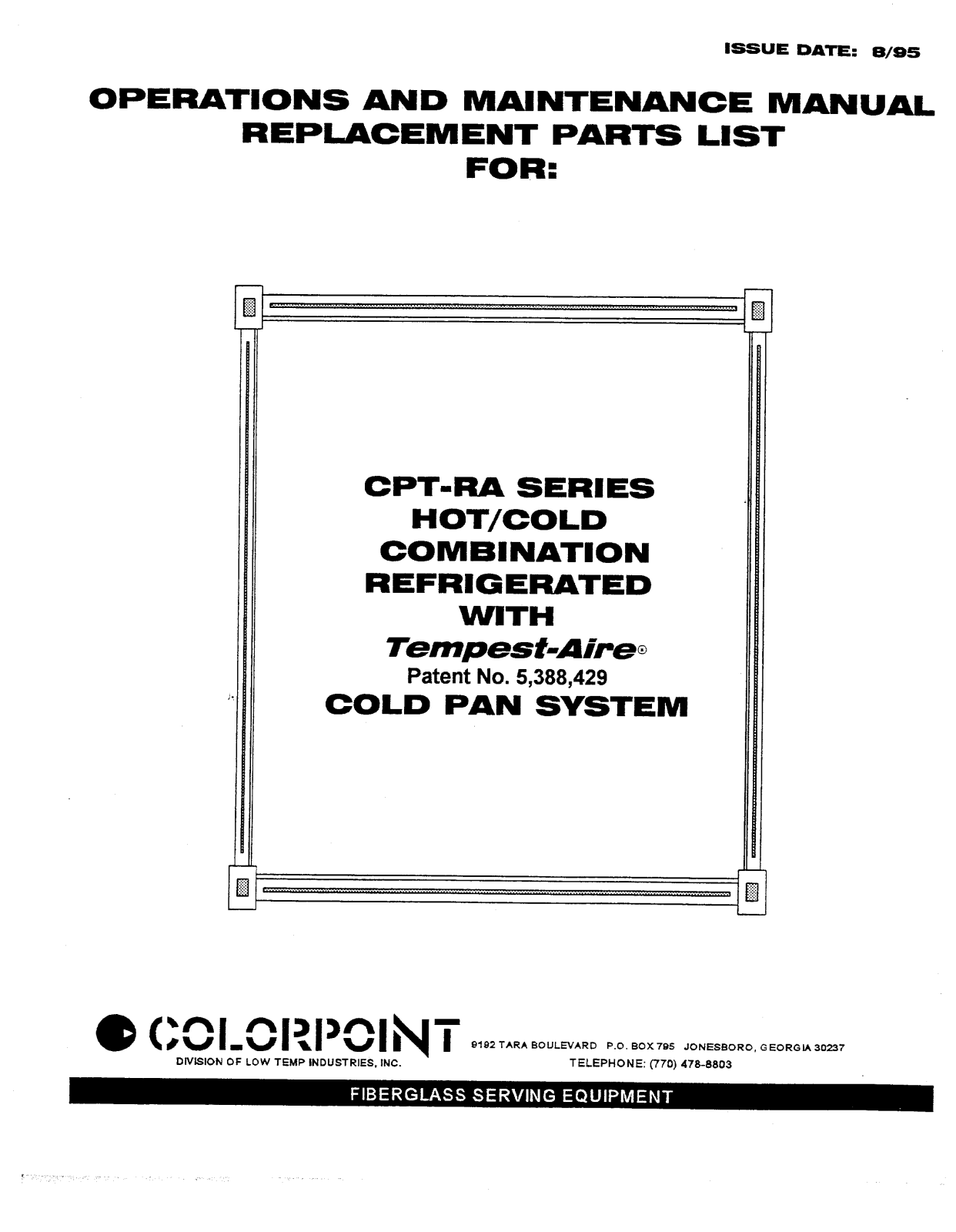 Low Temp Industries CPT-RA, CPT-51-RA-EB Installation  Manual