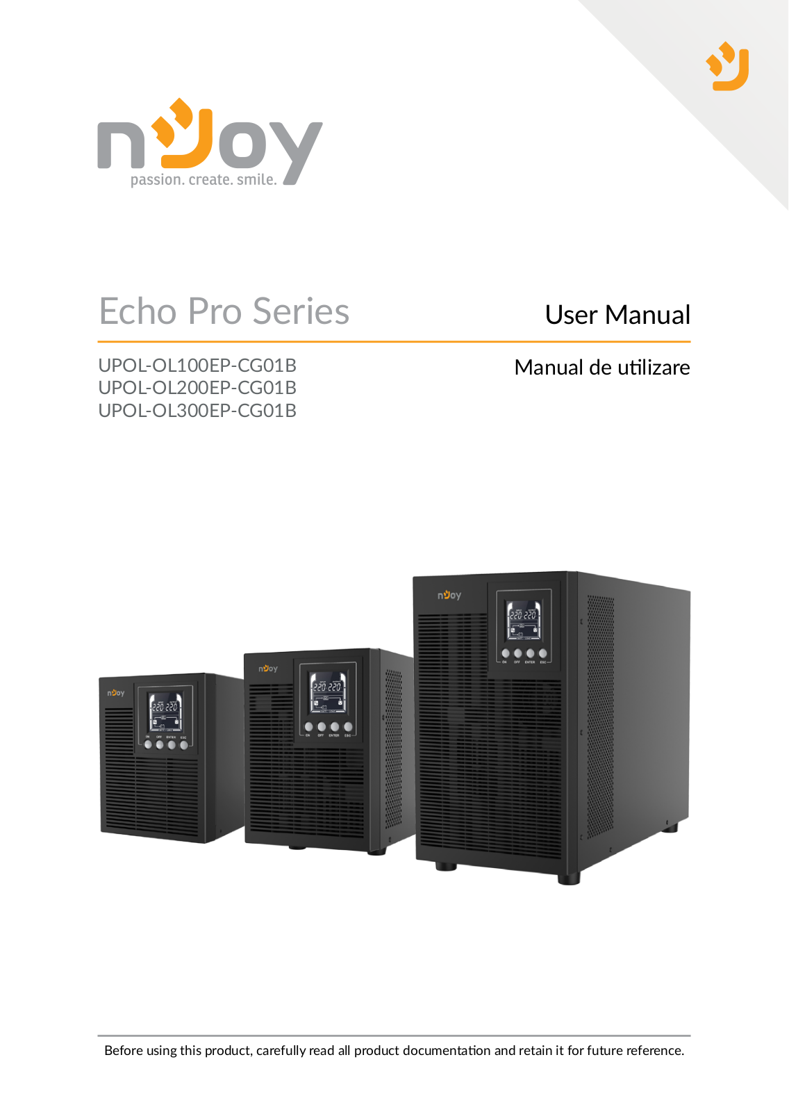 Njoy Echo Pro, Echo Pro UPOL-OL200EP-CG01B, Echo Pro UPOL-OL100EP-CG01B, Echo Pro UPOL-OL300EP-CG01B User Manual - ManualMachine.com