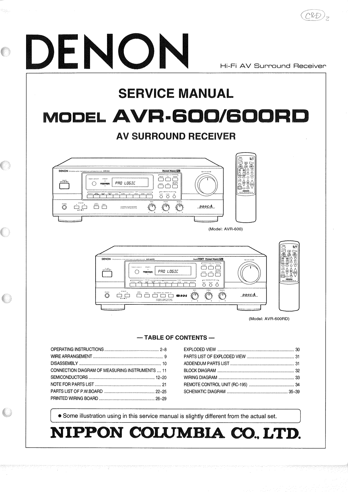 Denon AVR-600, AVR-600RD Service Manual