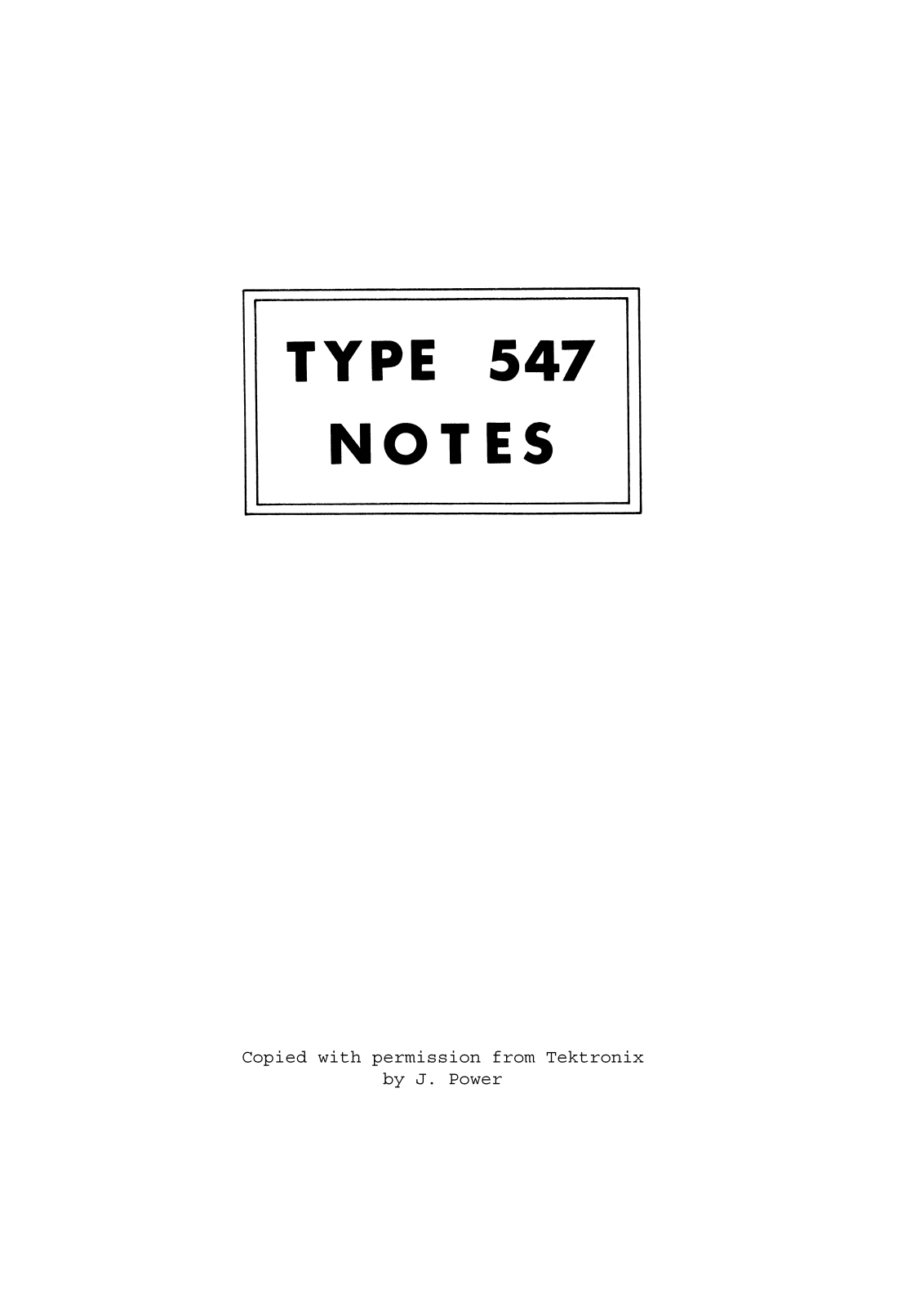 Tektronix 547 User Manual