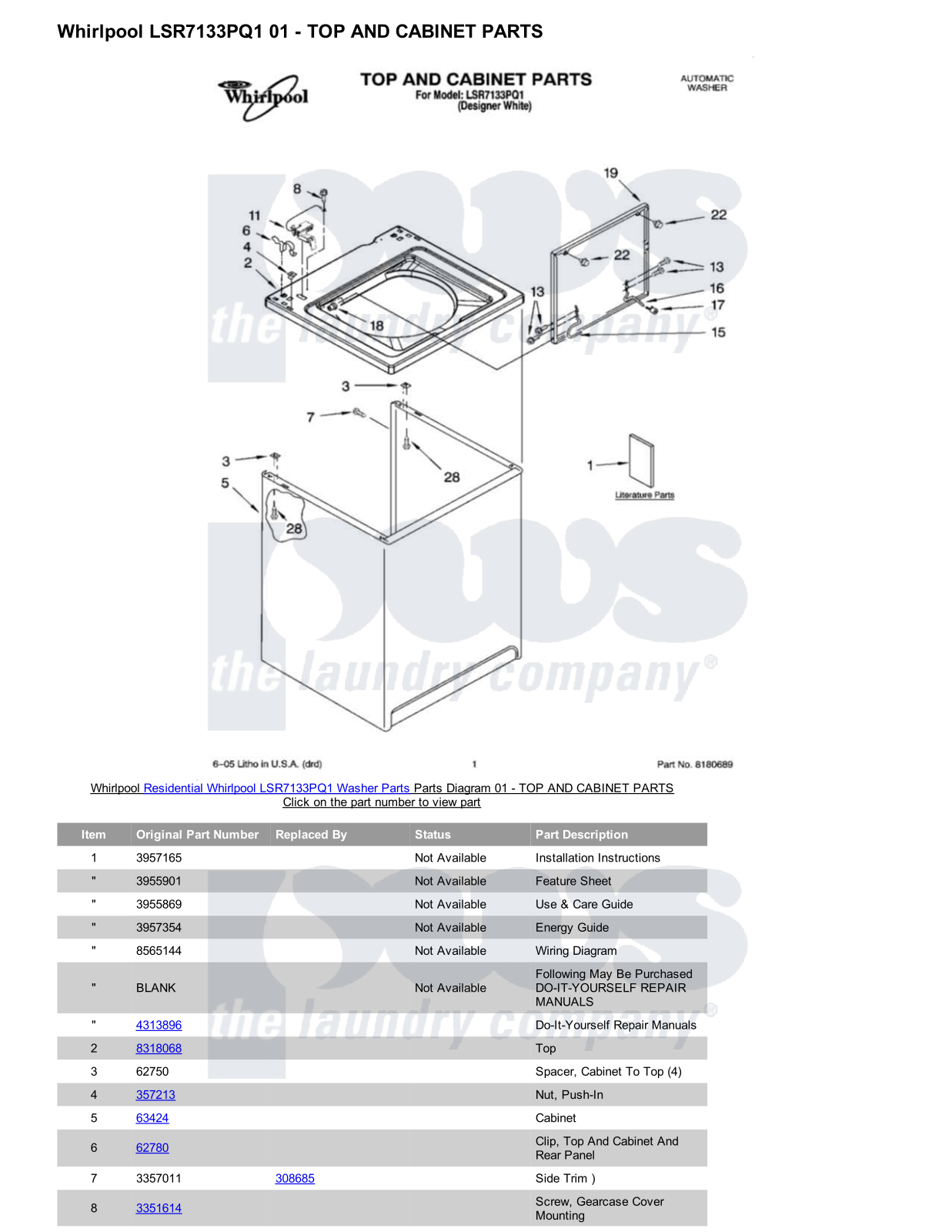 Whirlpool LSR7133PQ1 Parts Diagram