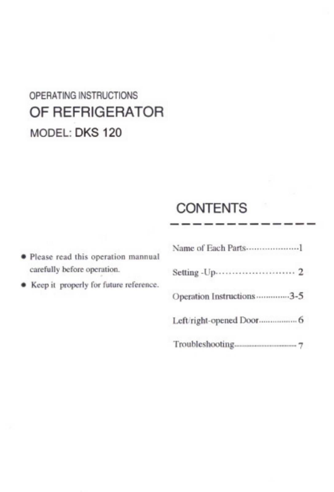 Haier DKS 120 User Manual