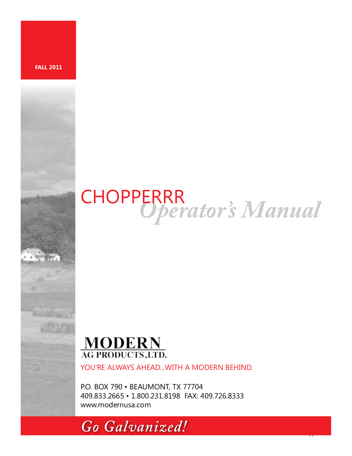 Modern AG Chopper User Manual