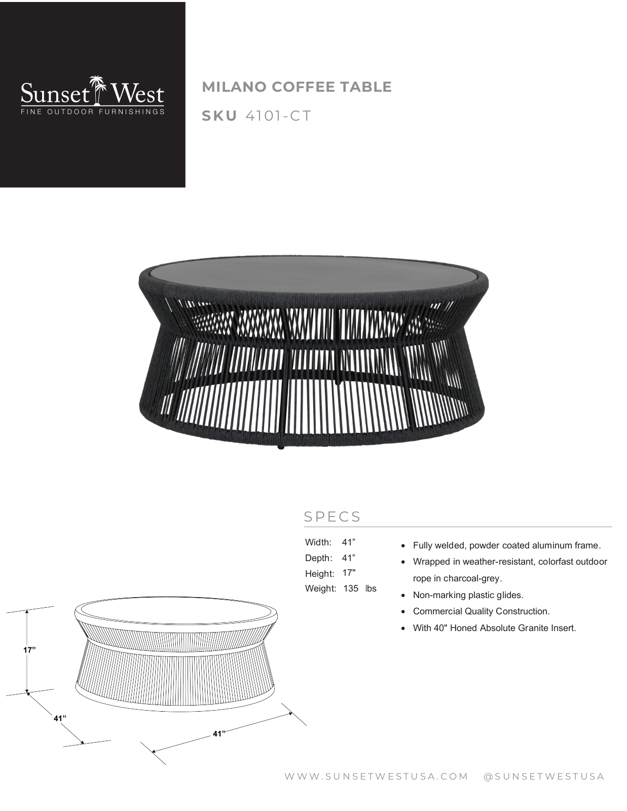 Sunset West W002156274 Specifications - ManualMachine.com