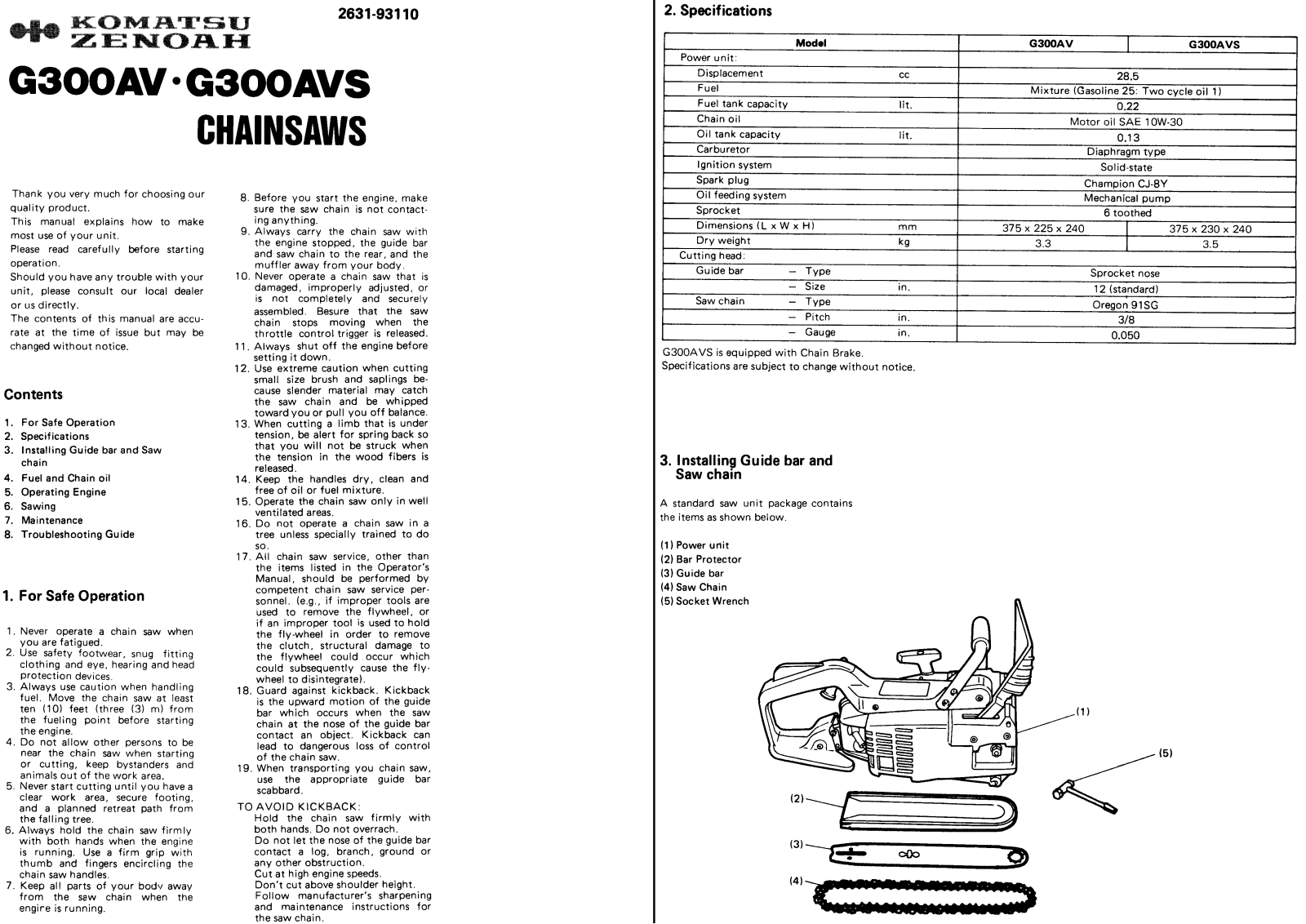 Zenoah G300AV, G300AVS User Manual