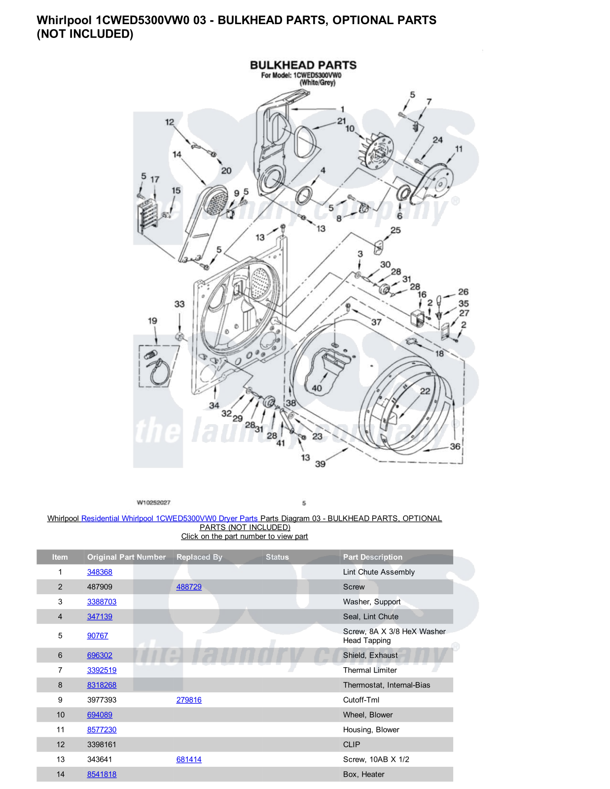 Whirlpool 1CWED5300VW0 Parts Diagram