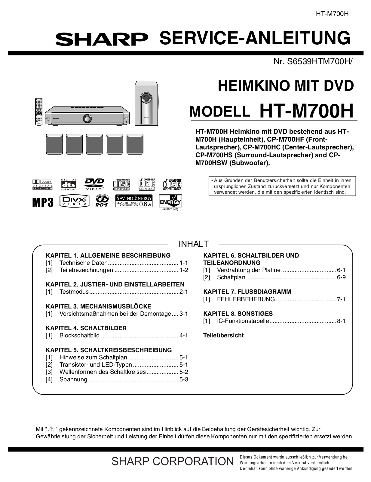 Sharp HTM-700-H Service manual