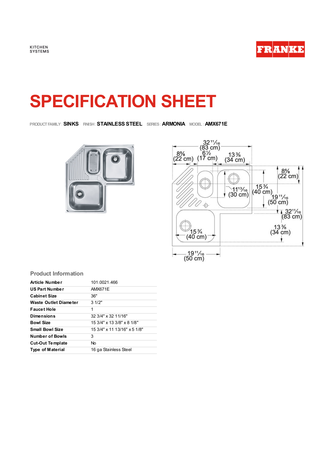 Franke Foodservice AMX671E User Manual