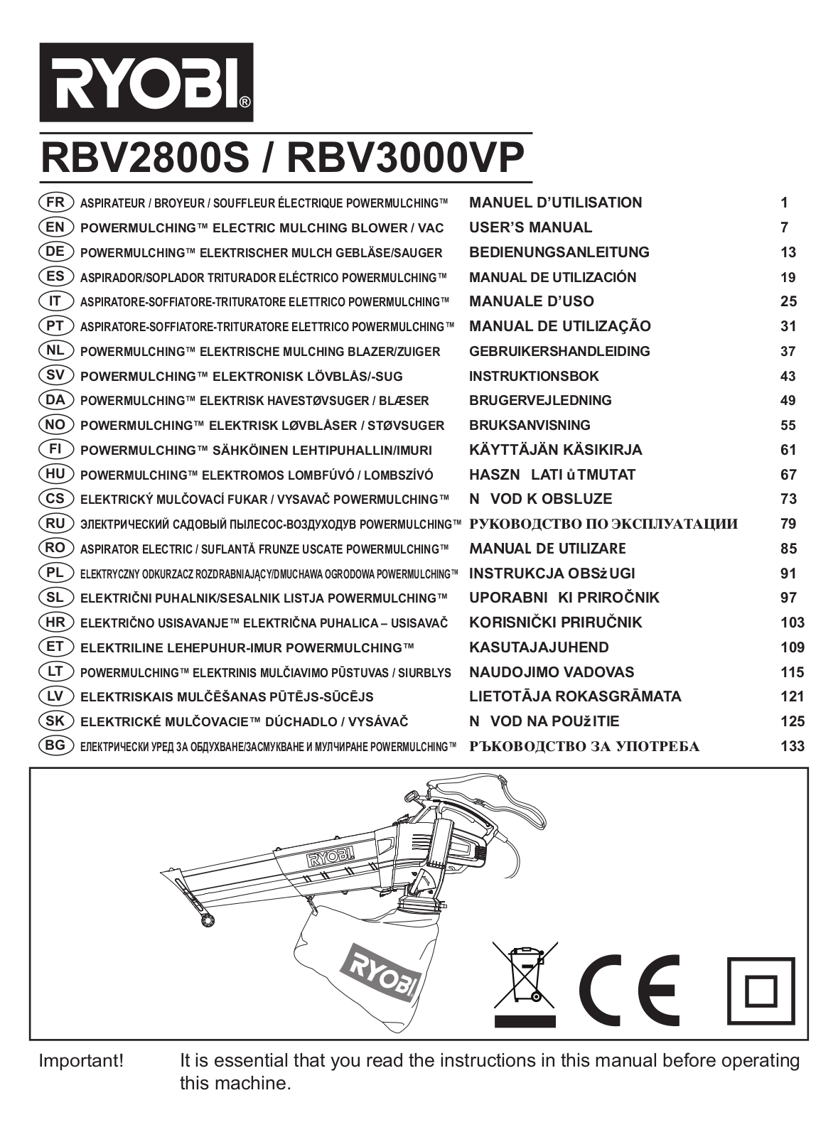 Ryobi RBV3000VP, RBV2800S User Manual