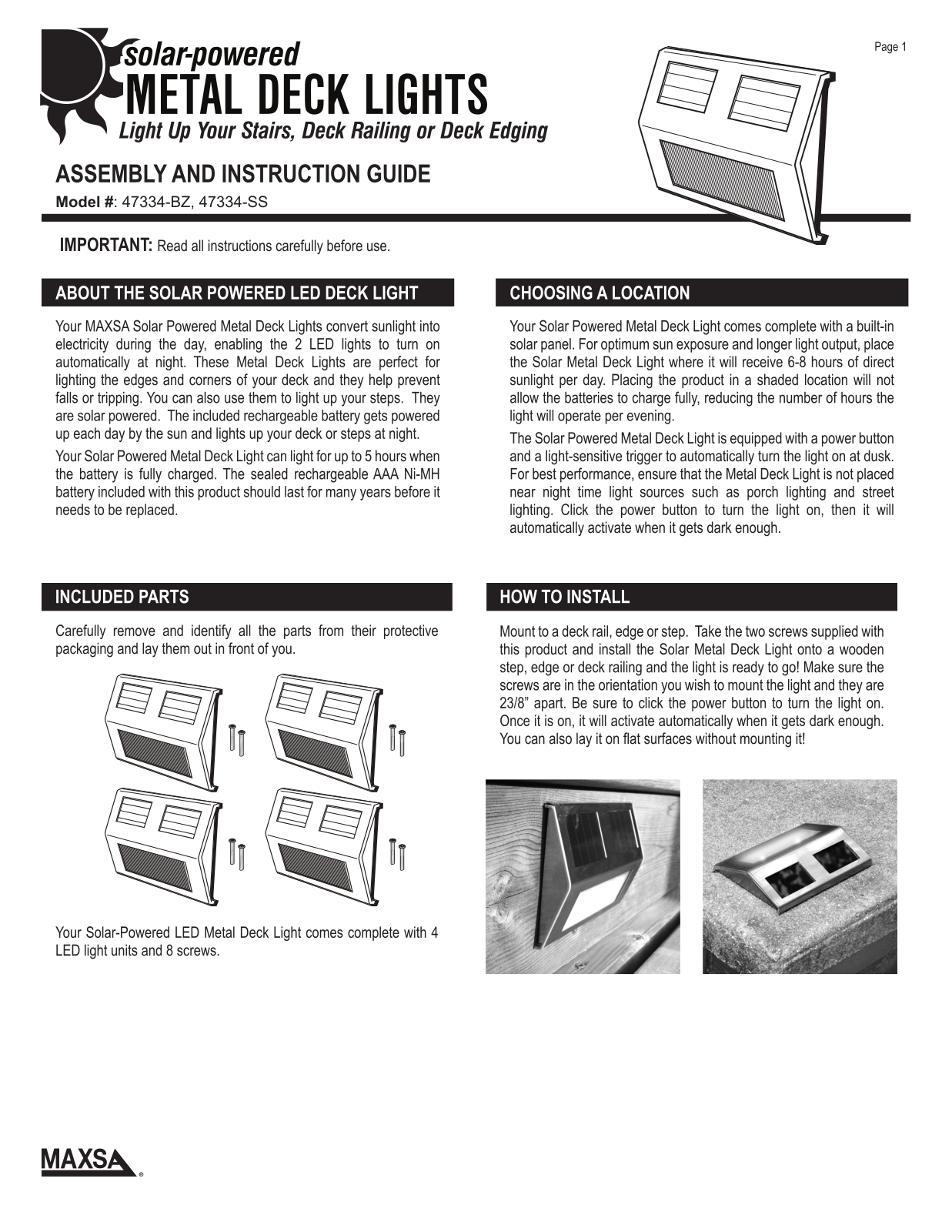 Maxsa Innovations MXV1055 Installation & Assembly - ManualMachine.com