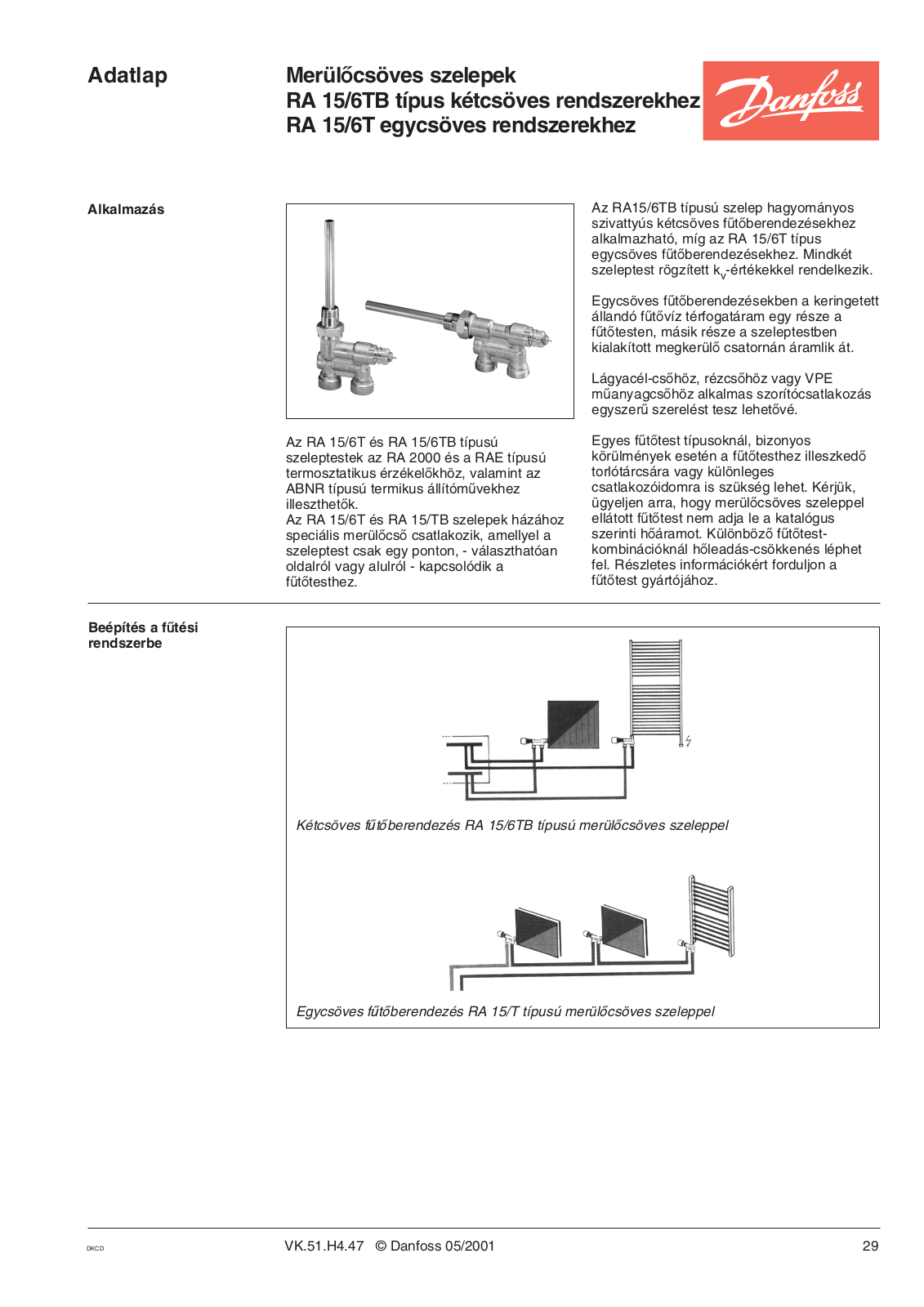 Danfoss RA 15/6TB, RA 15/6T Data sheet