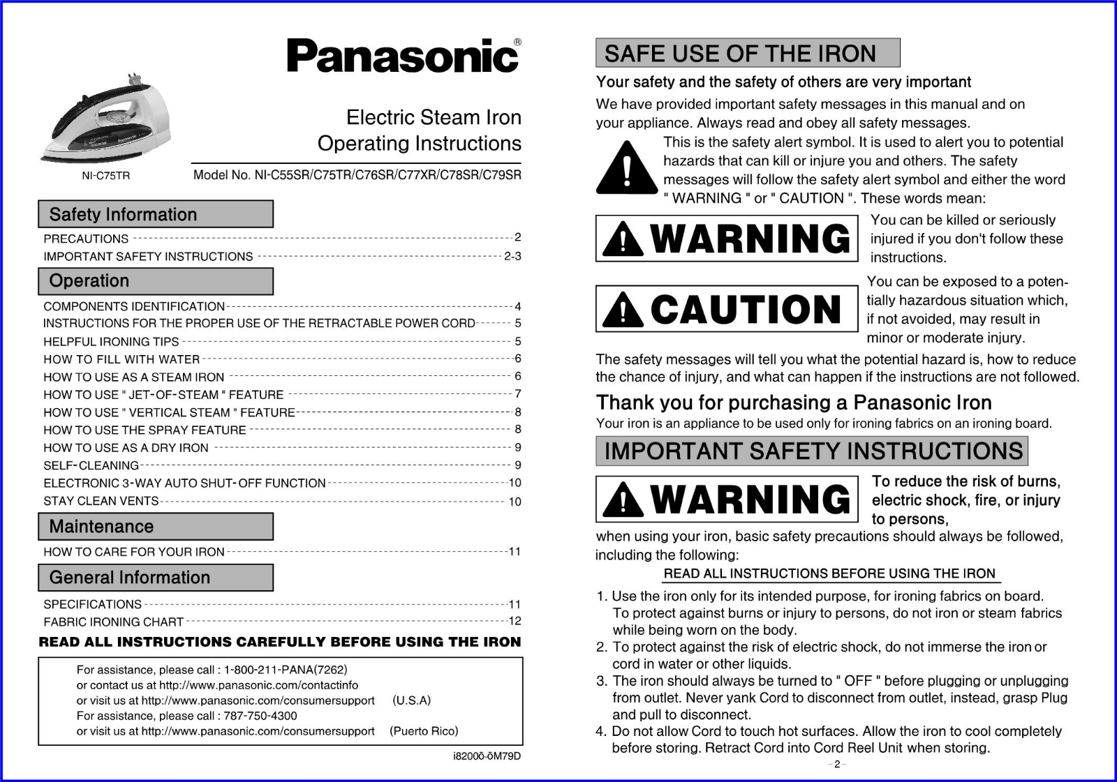 Panasonic Ni-c79sr Owner's Manual