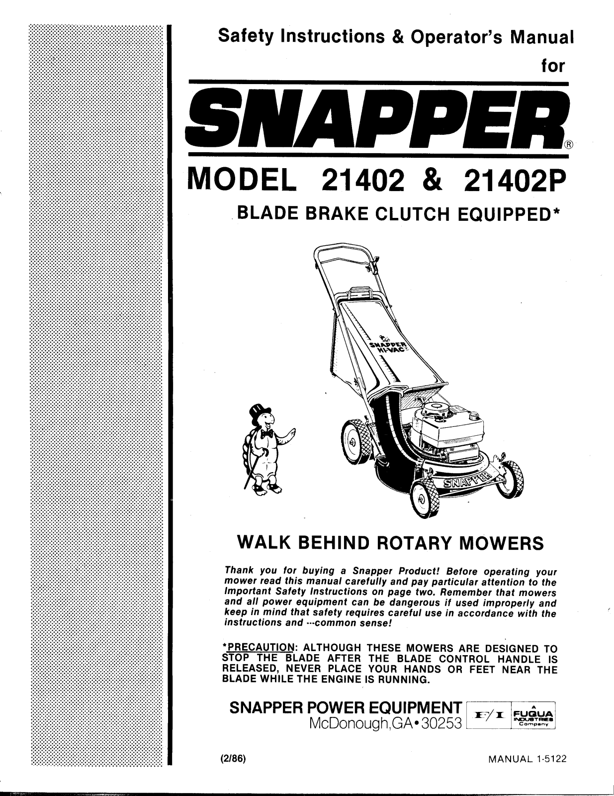 Snapper 21402P, 21402 User Manual