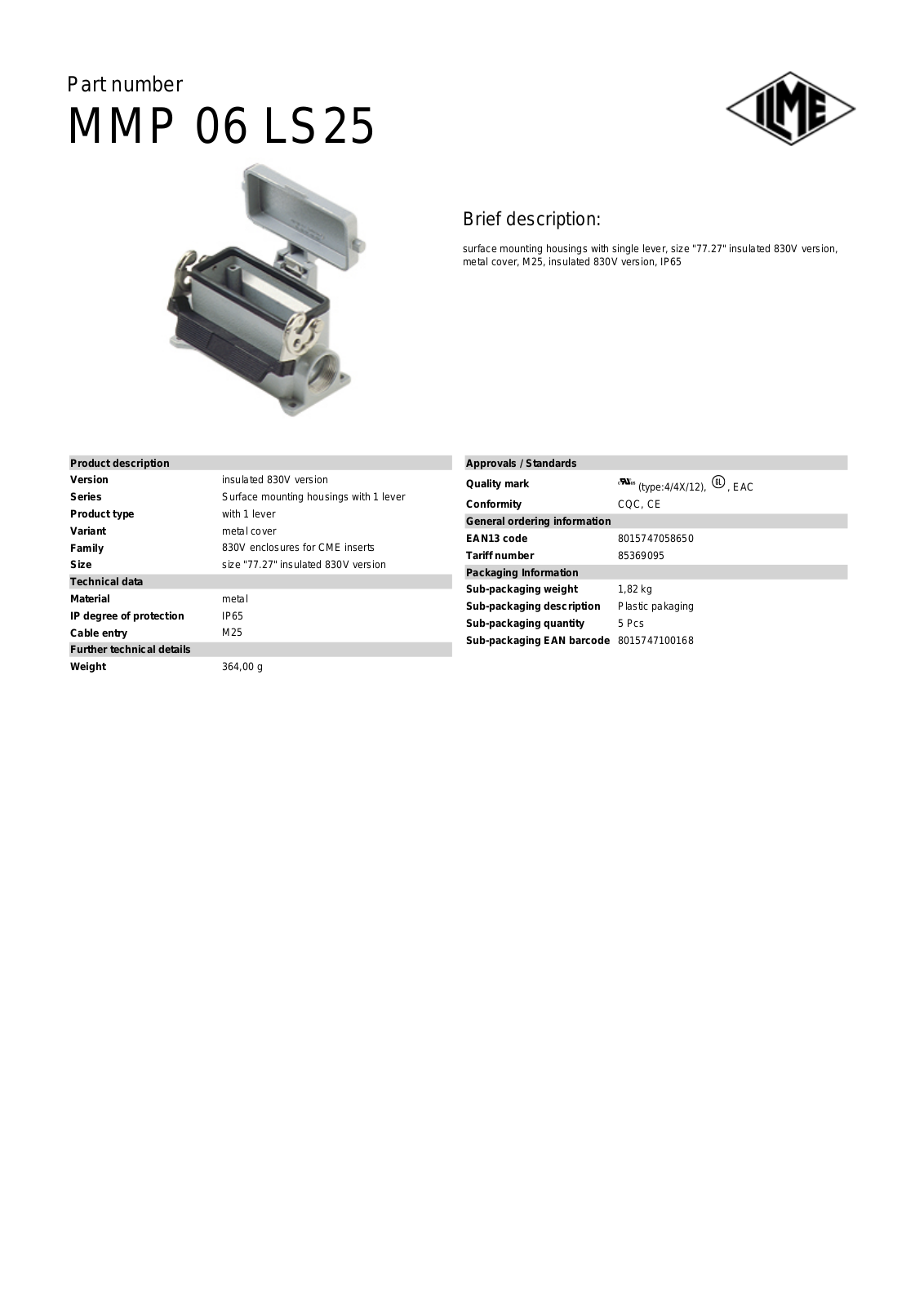 ILME MMP-06LS25 Data Sheet