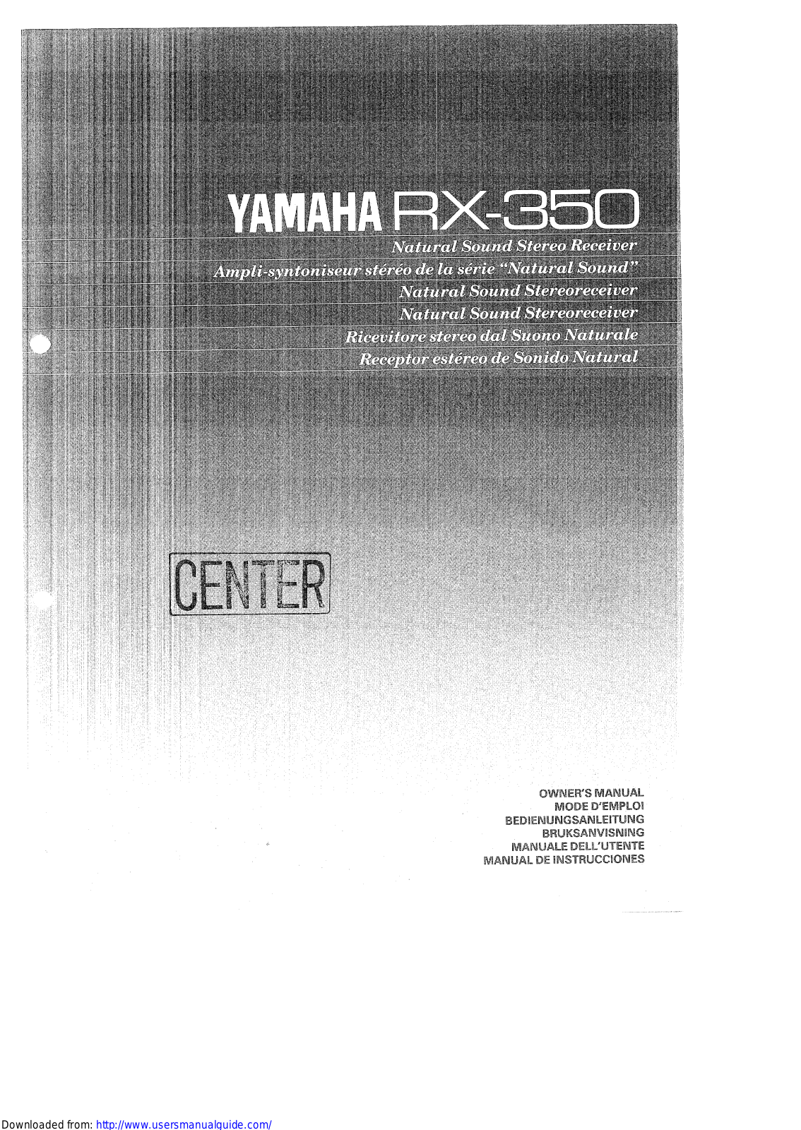 Yamaha Audio RX-350 User Manual