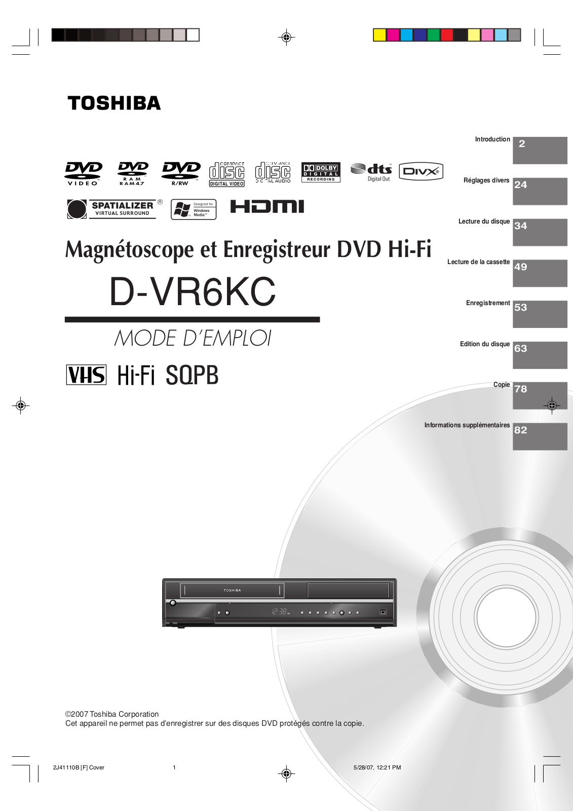 TOSHIBA D-VR6 User Manual