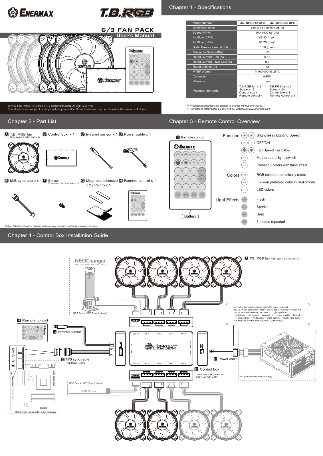 Enermax UCTBRGB12-BP6 operation manual