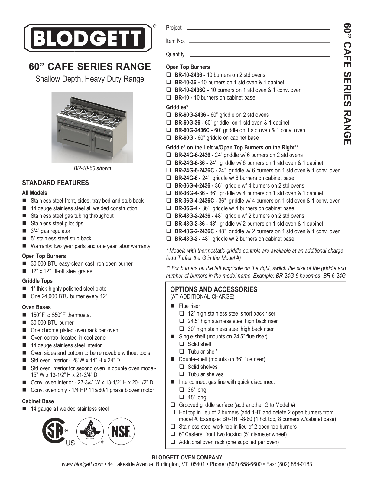 Blodgett BR-10-2436 User Manual