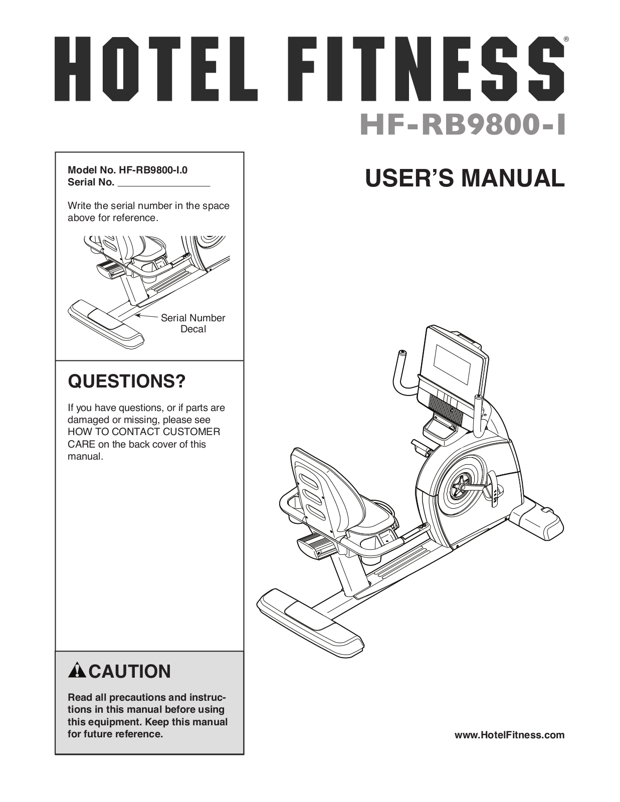 HealthRider HF-RB9800-I0 Owner's Manual