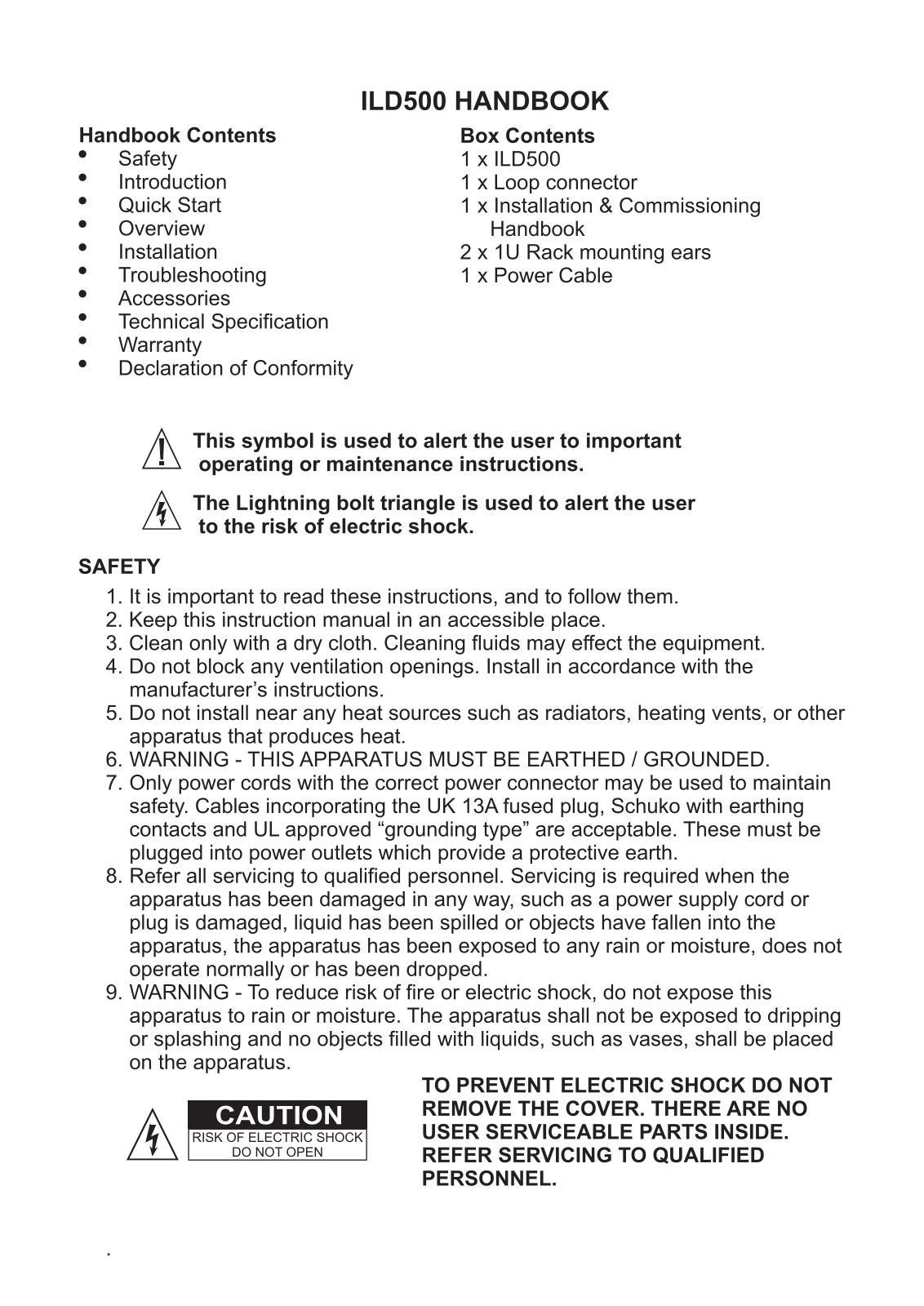 Listen Technologies ILD500 Data Sheet