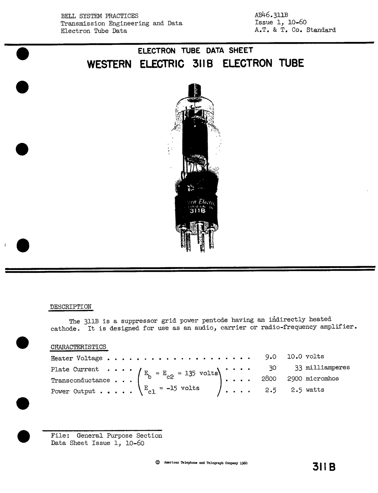 Western Electric 311-B Brochure