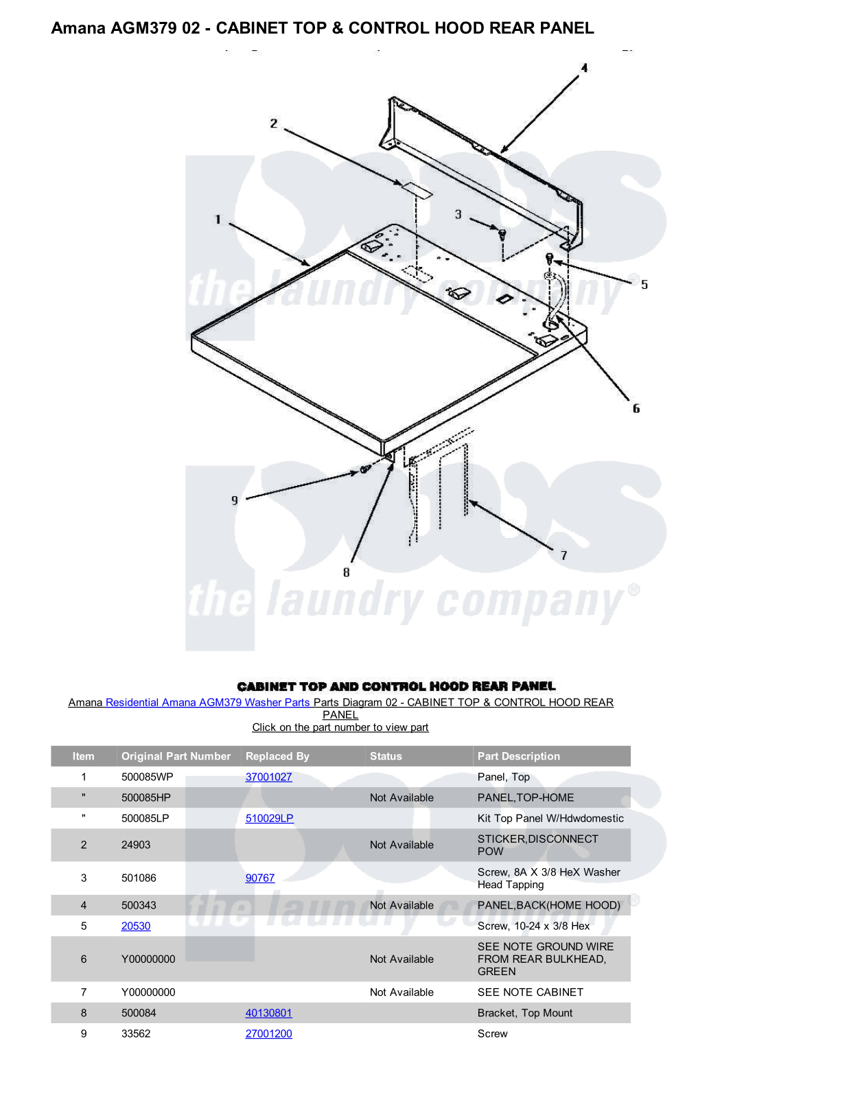 Amana AGM379 Parts Diagram