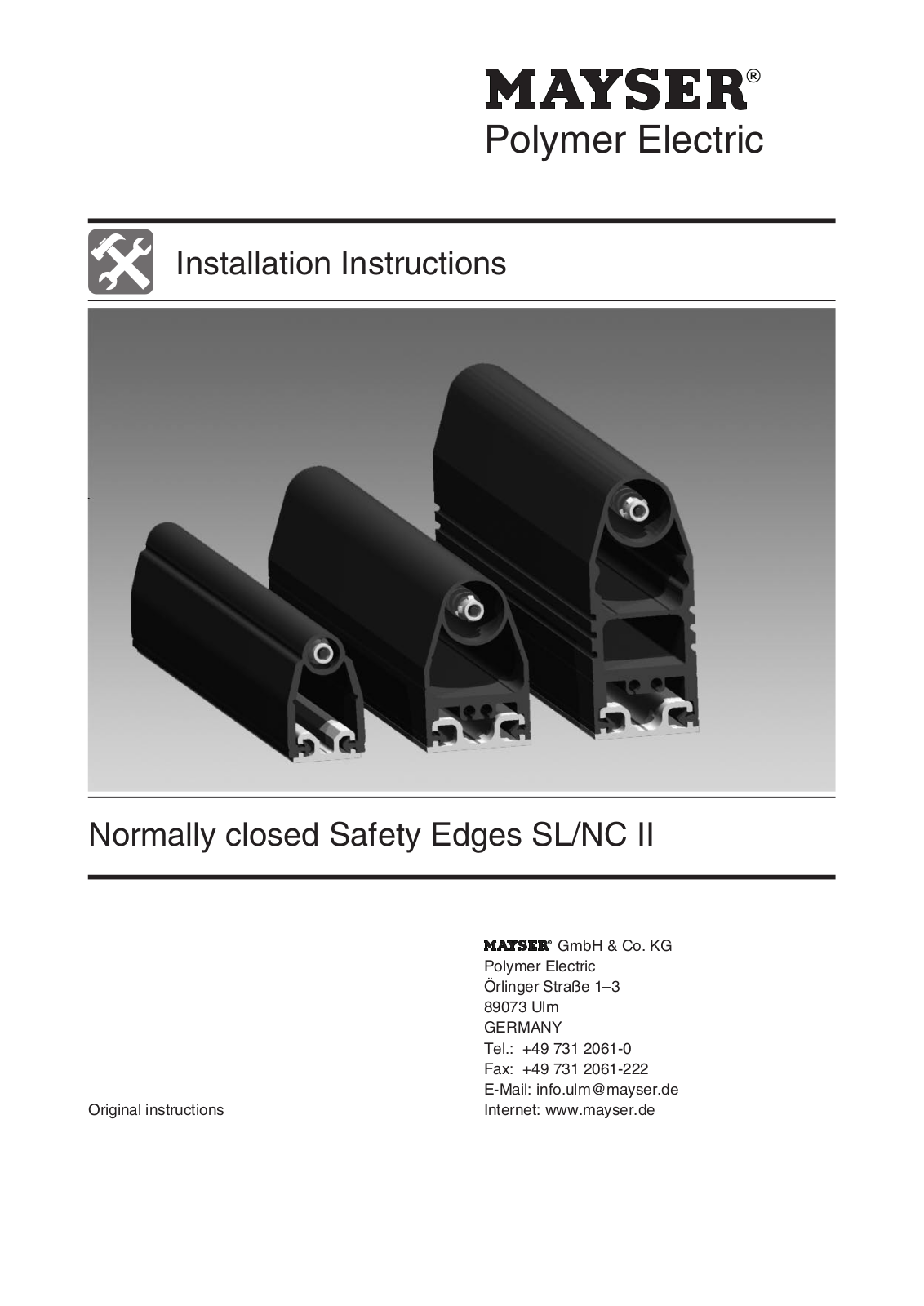 Mayser Safety Edges SL, Safety Edges NC II User Manual