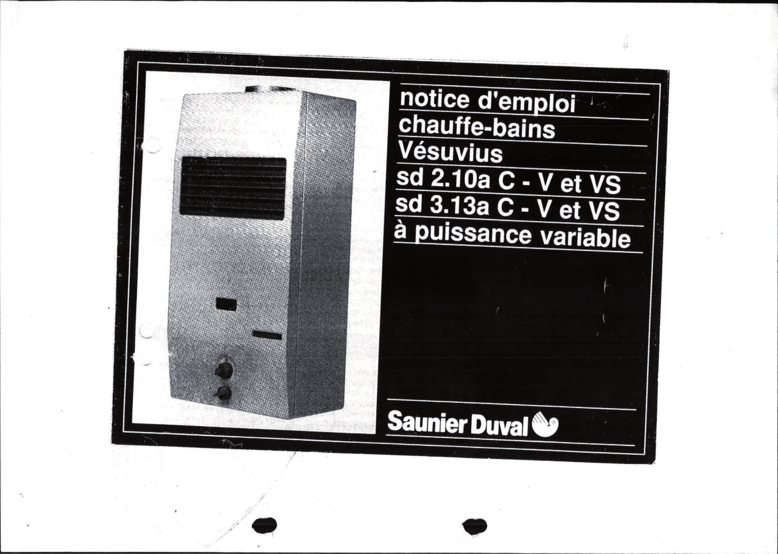 SAUNIER DUVAL SD 2.10A C, SD 2.10A V, SD 2.10A VS, SD 3.13A V, SD 3.13A VS User Manual