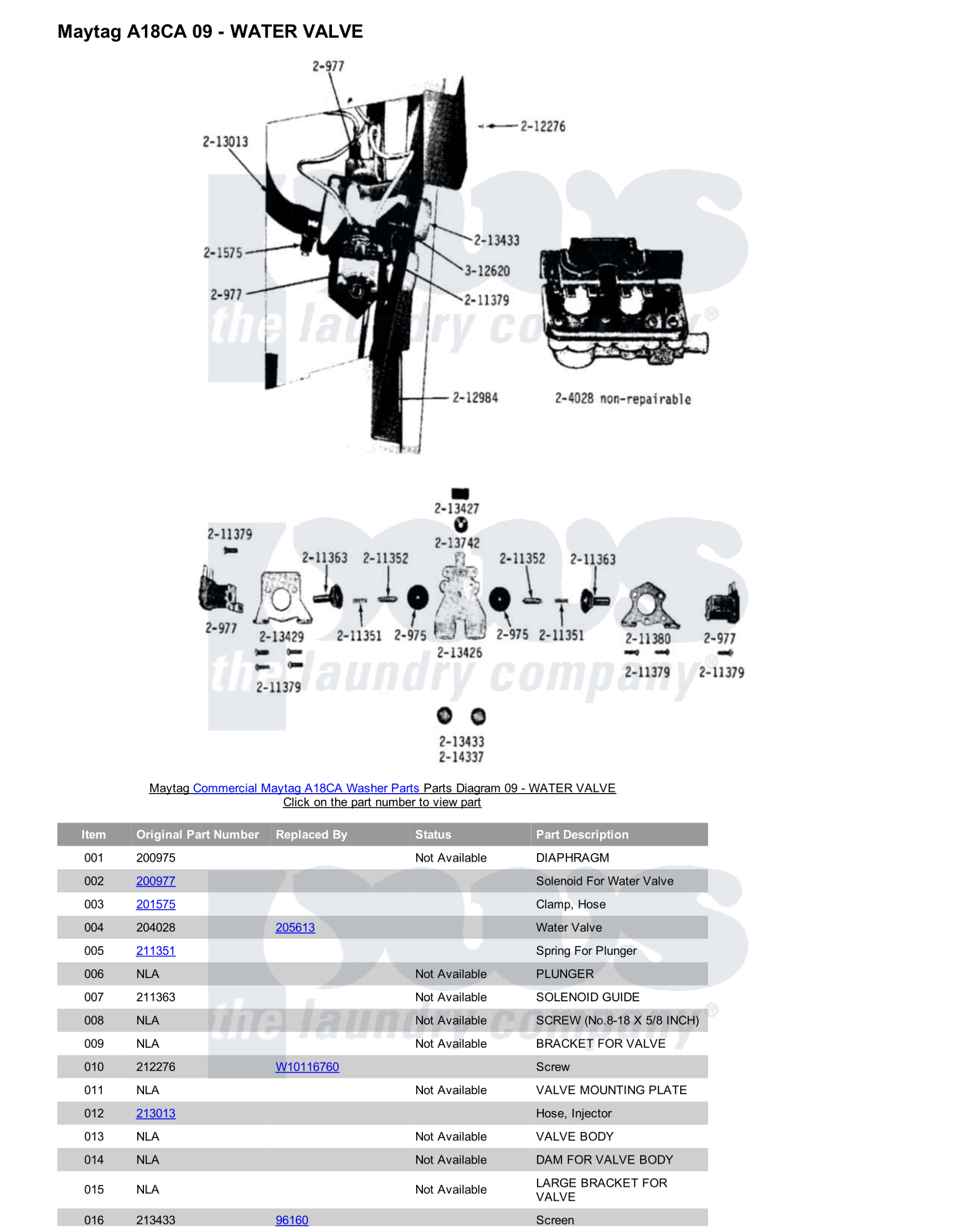 Maytag A18CA Parts Diagram